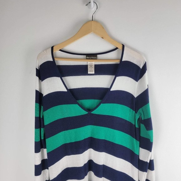 Tommy Bahama Flared Tunic Sweater Long Sleeve Striped Size L - Picture 2 of 5